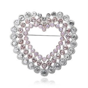 Beautiful Crystal Heart Brooch